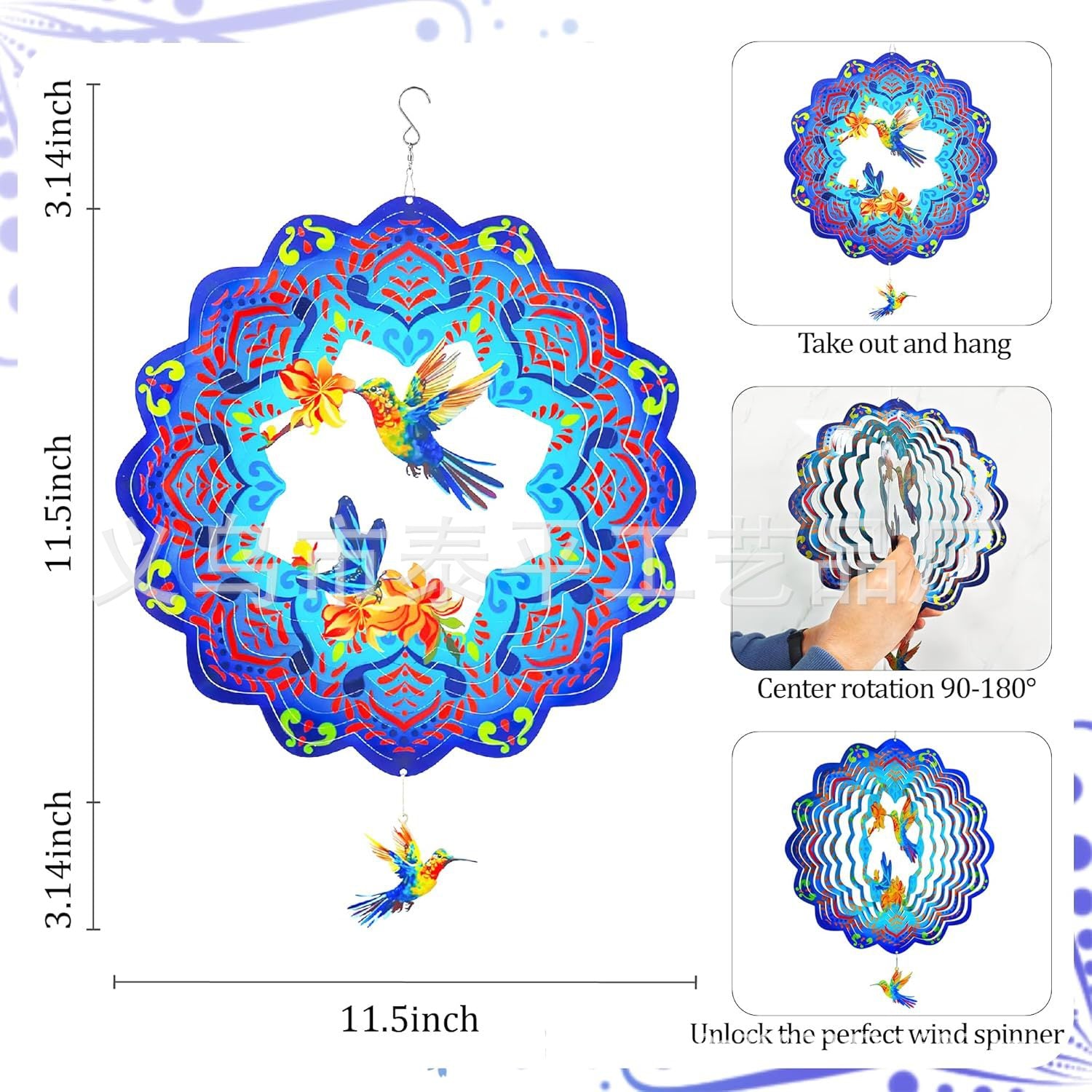 Wholesale animal wind-turning ornaments outdoor 3D rotating wind chimes